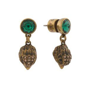 Kurt Geiger London Eagle Stone Drop Earrings Emerald Green Gold